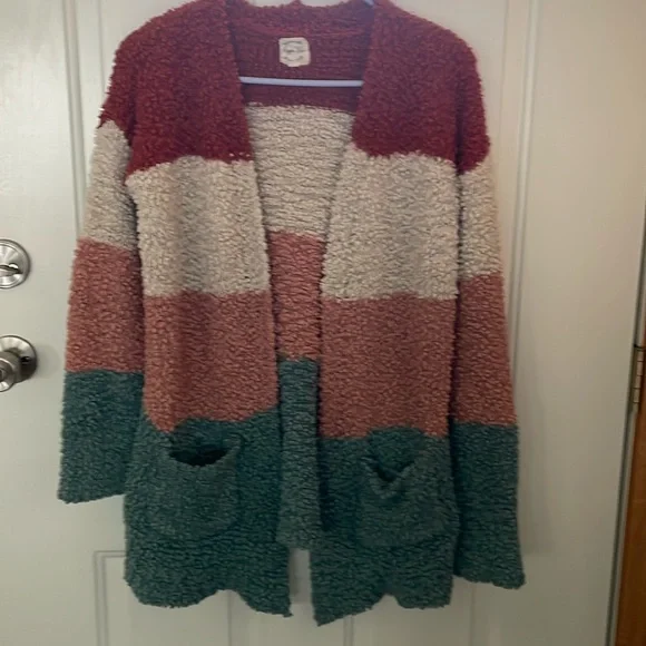 Hippie Rose Cozy Color-block Cardigan size Large Knitted sweater - Picture 1 of 5